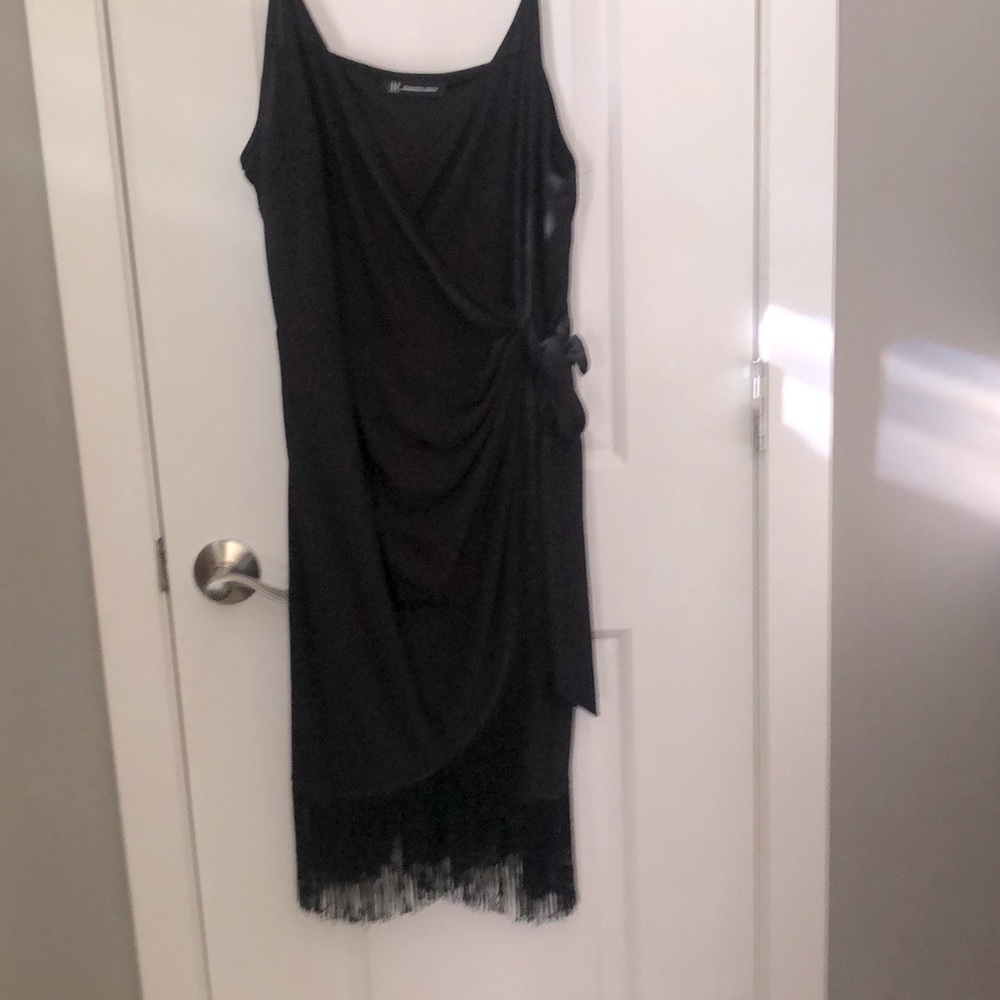 INC super fun fringe dress with faux wrap tie